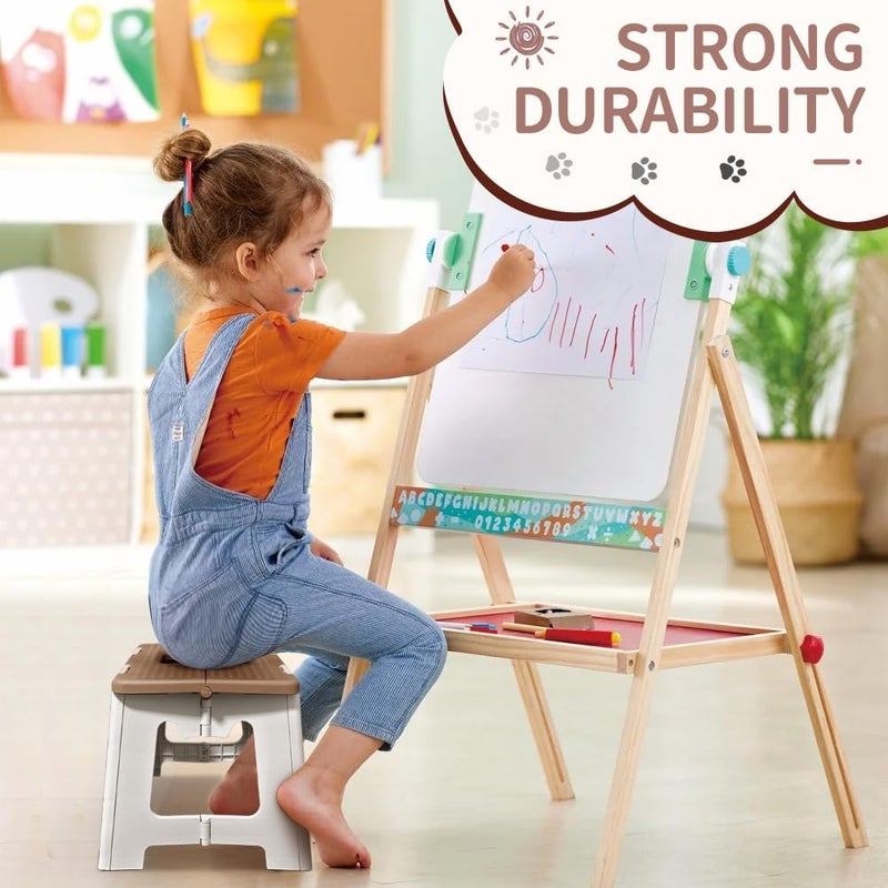 CasaZenith Step Stool Foldable, 9'' Folding Step Stool for Kids & Adults, Hold Up to 300lb, Lightweight Small Collapsible Step Stools with Handle, Stepping Stools Suitable for Kitchen Bathroom (Khaki) - Image 4